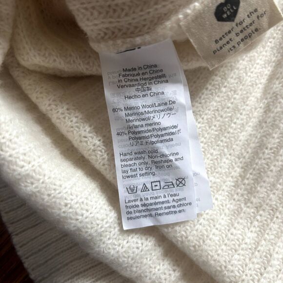 Madewell Ribbed Lyle Henley Sweater Wool Blend in Cream, Size M - Picture 9 of 9